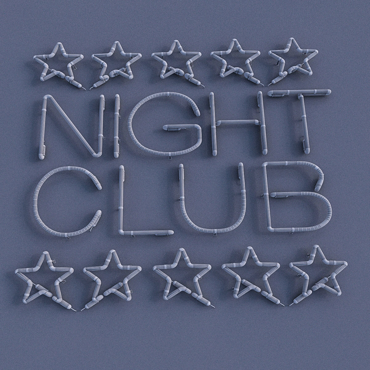 Night Club Neon Sign Low-poly 3D model_3