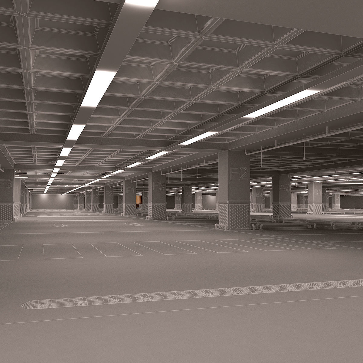 Car Park Low-poly 3D model_5
