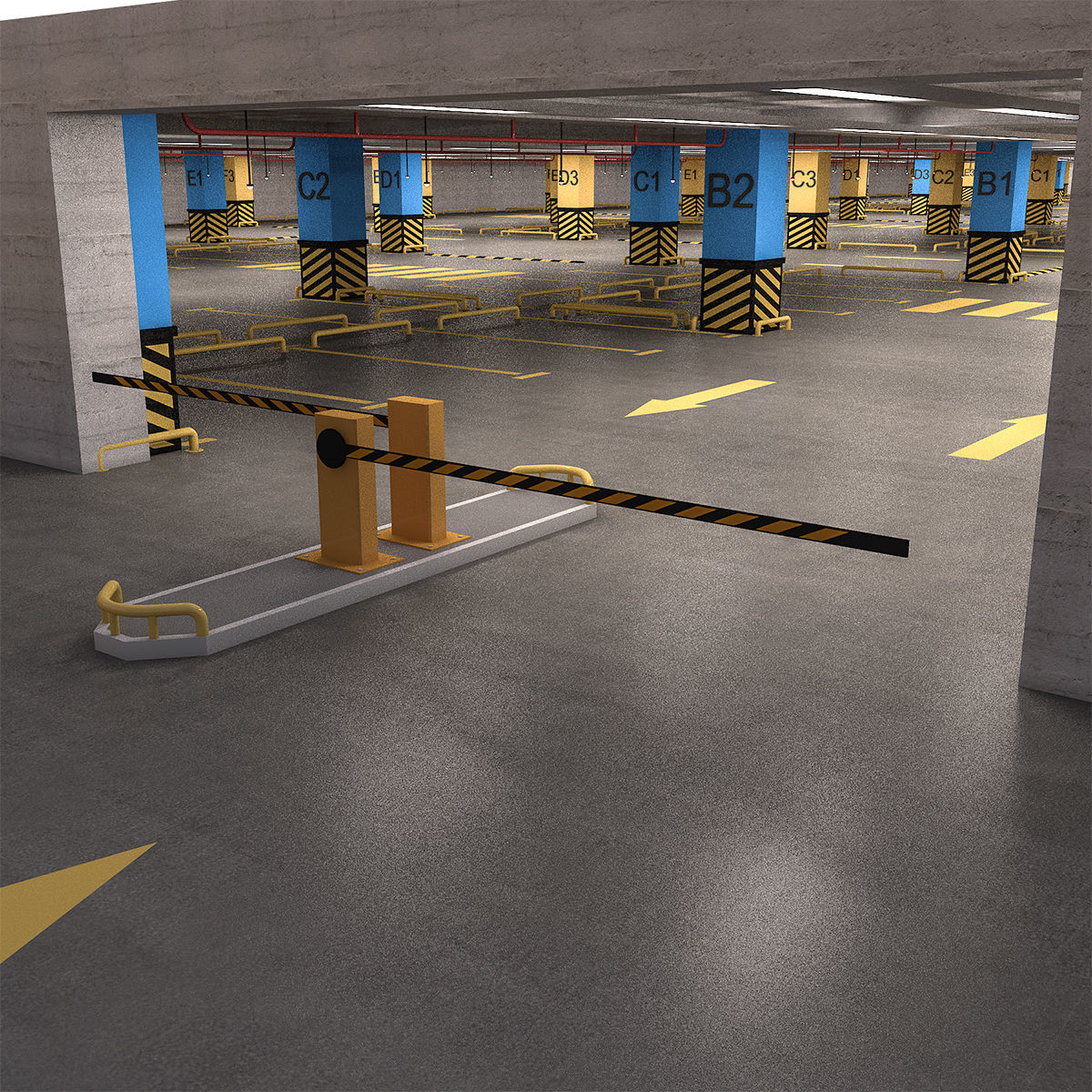 Car Park Low-poly 3D model_4