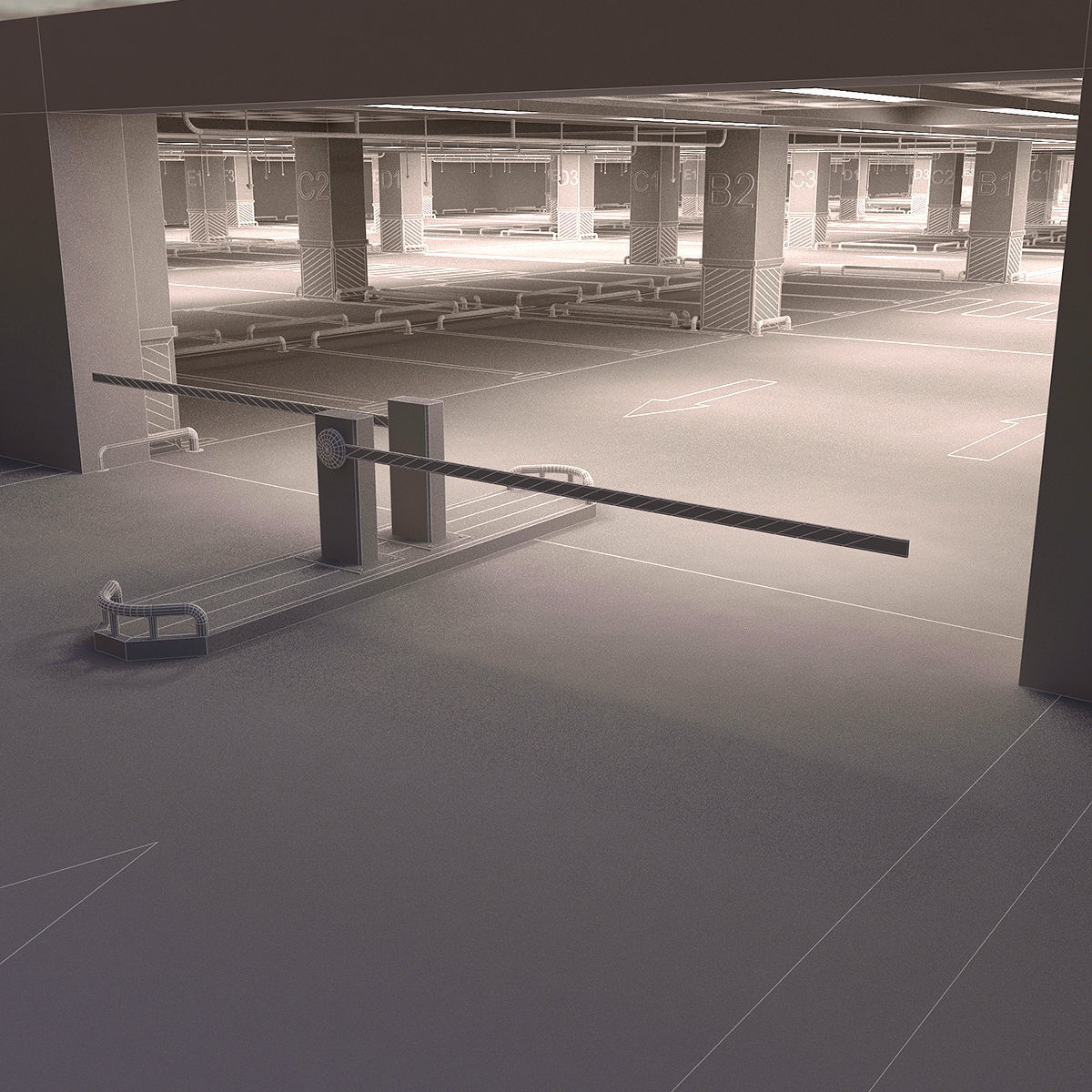 Car Park Low-poly 3D model_6