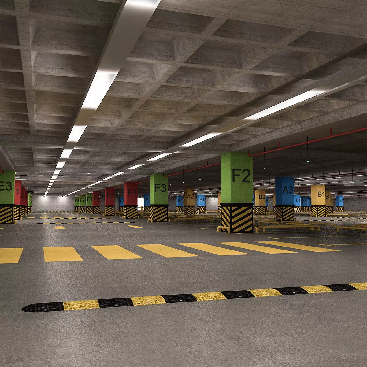 Car Park Low-poly 3D model_0