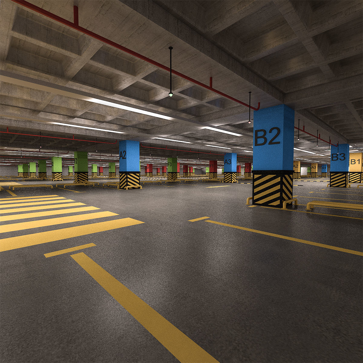 Car Park Low-poly 3D model_3