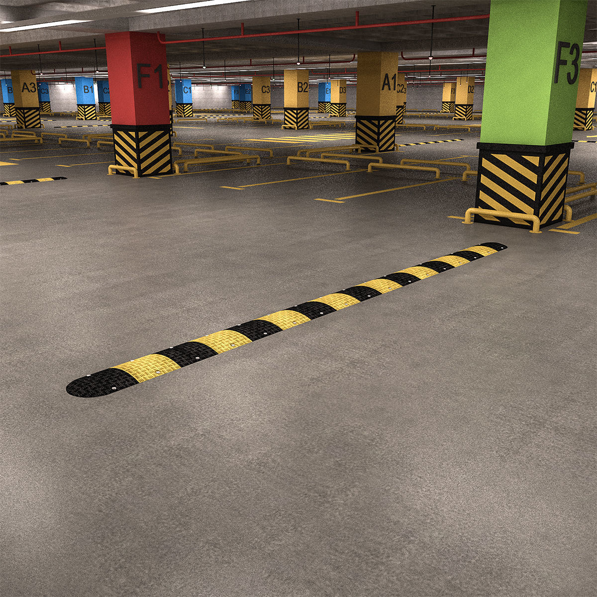 Car Park Low-poly 3D model_1