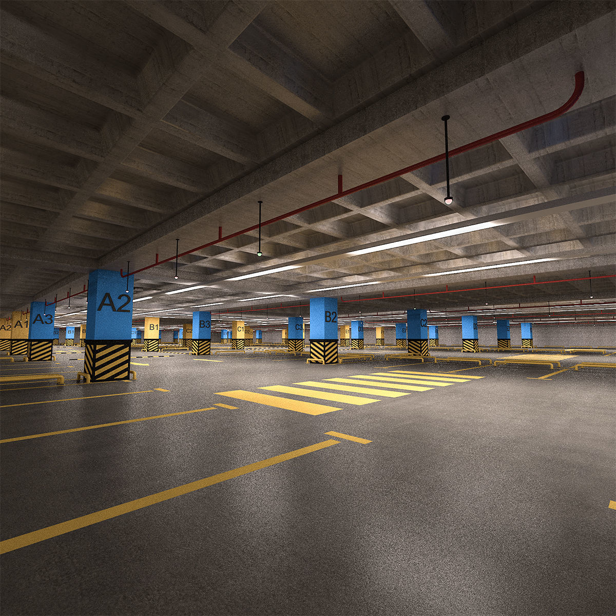 Car Park Low-poly 3D model_2