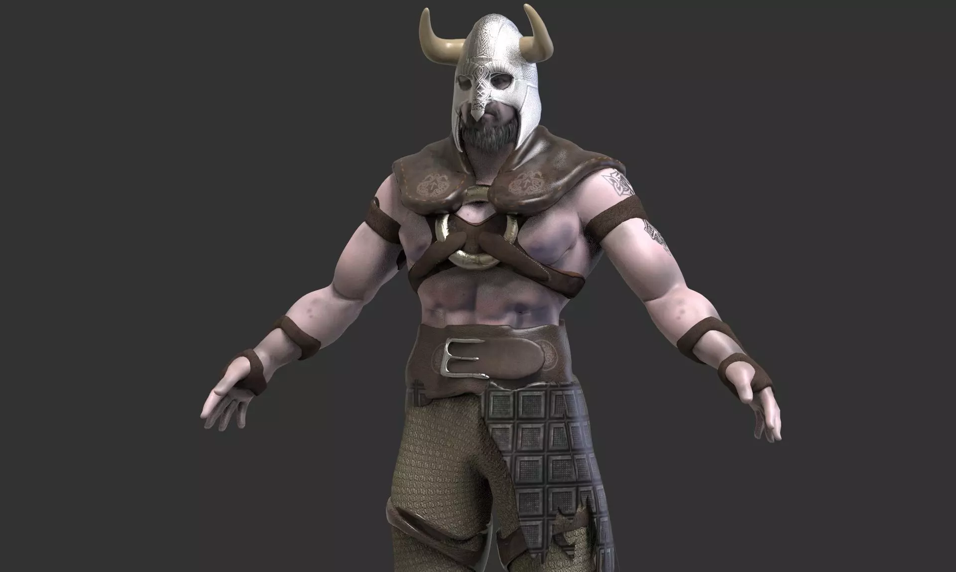 The Viking character with horns Low-poly 3D model