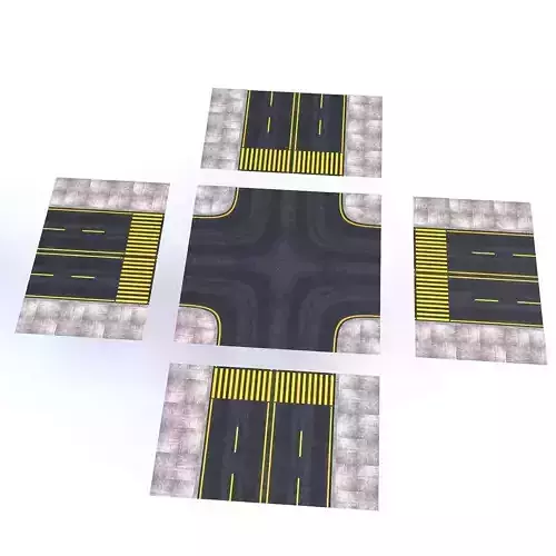 Modular Road Low-poly 3D model