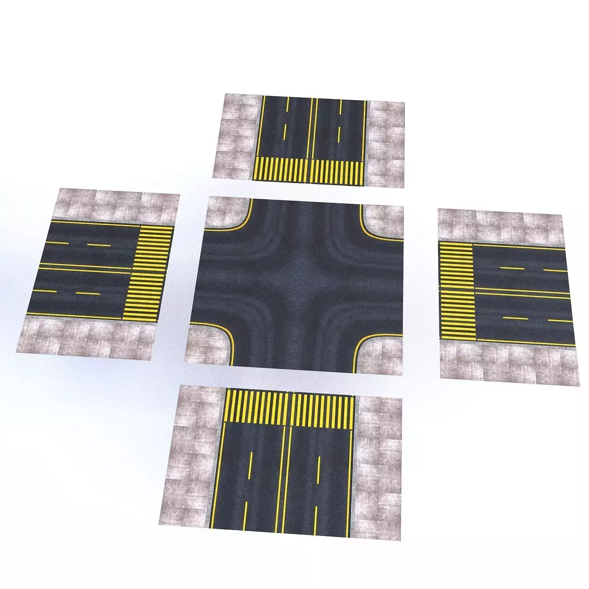 Modular Road Low-poly 3D model_0