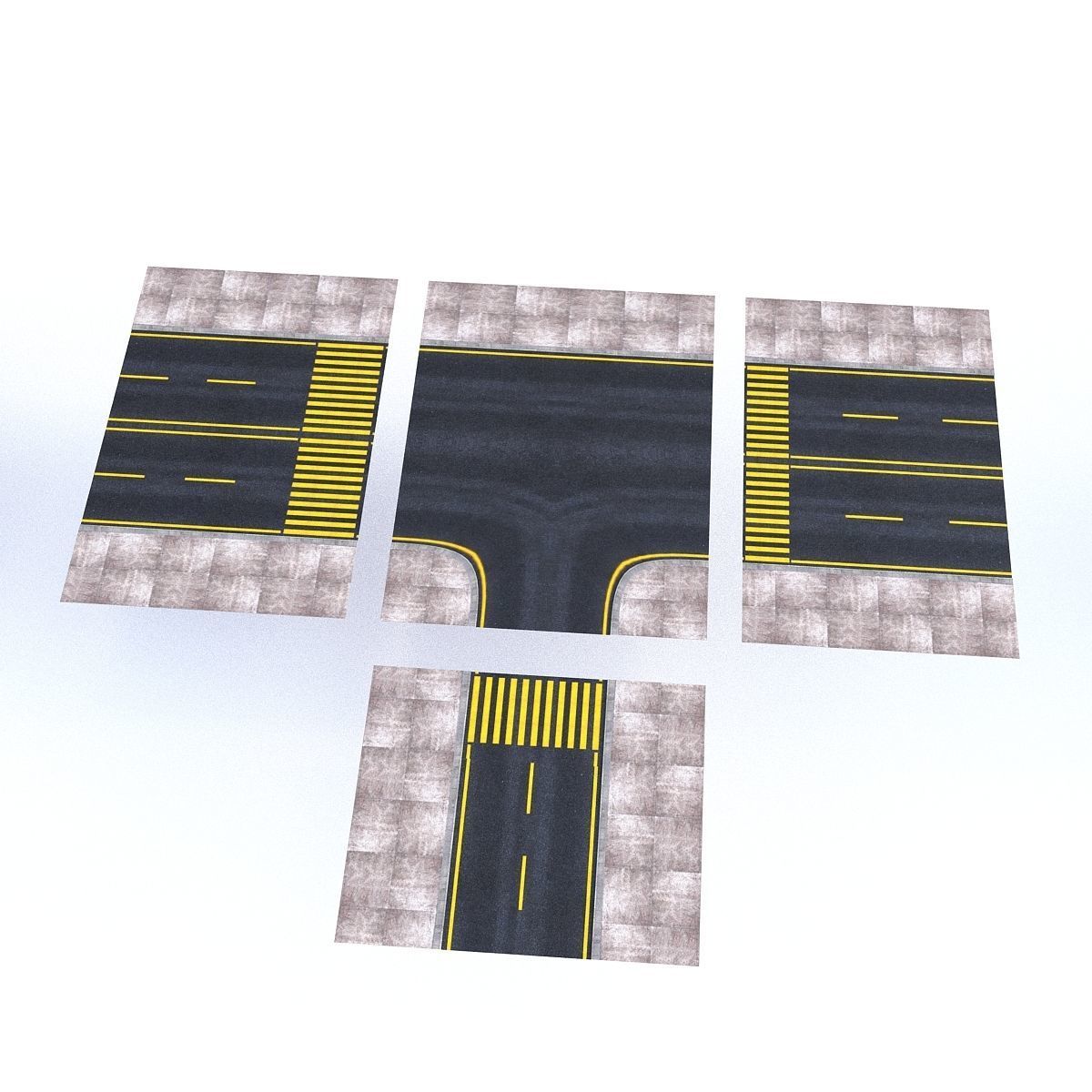 Modular Road Low-poly 3D model_22