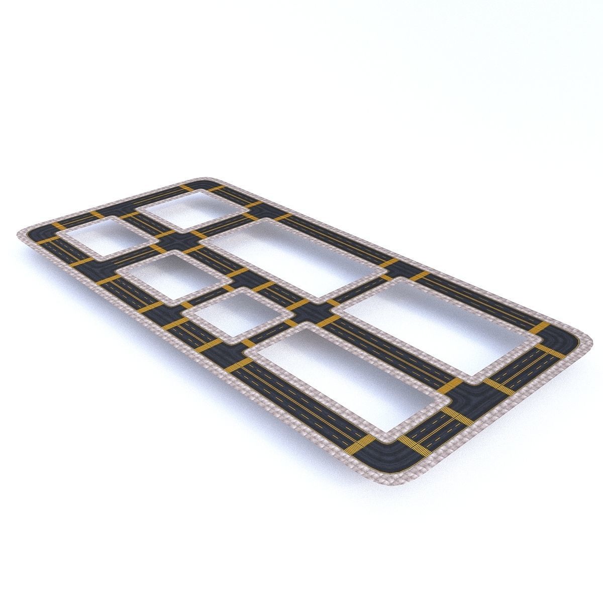 Modular Road Low-poly 3D model_1