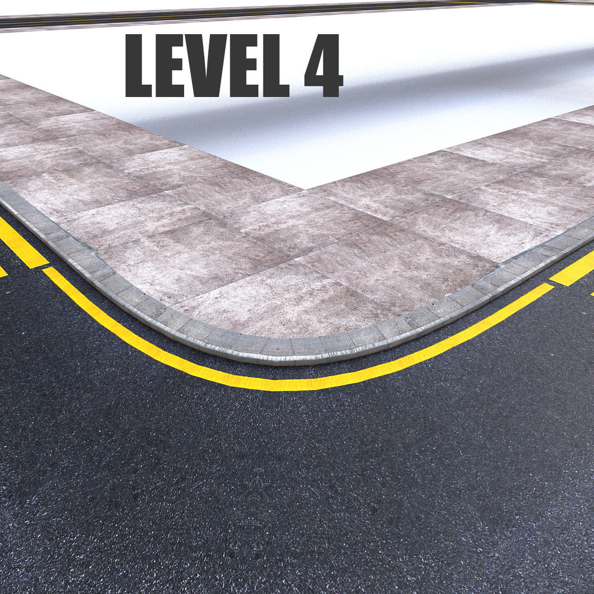 Modular Road Low-poly 3D model_5