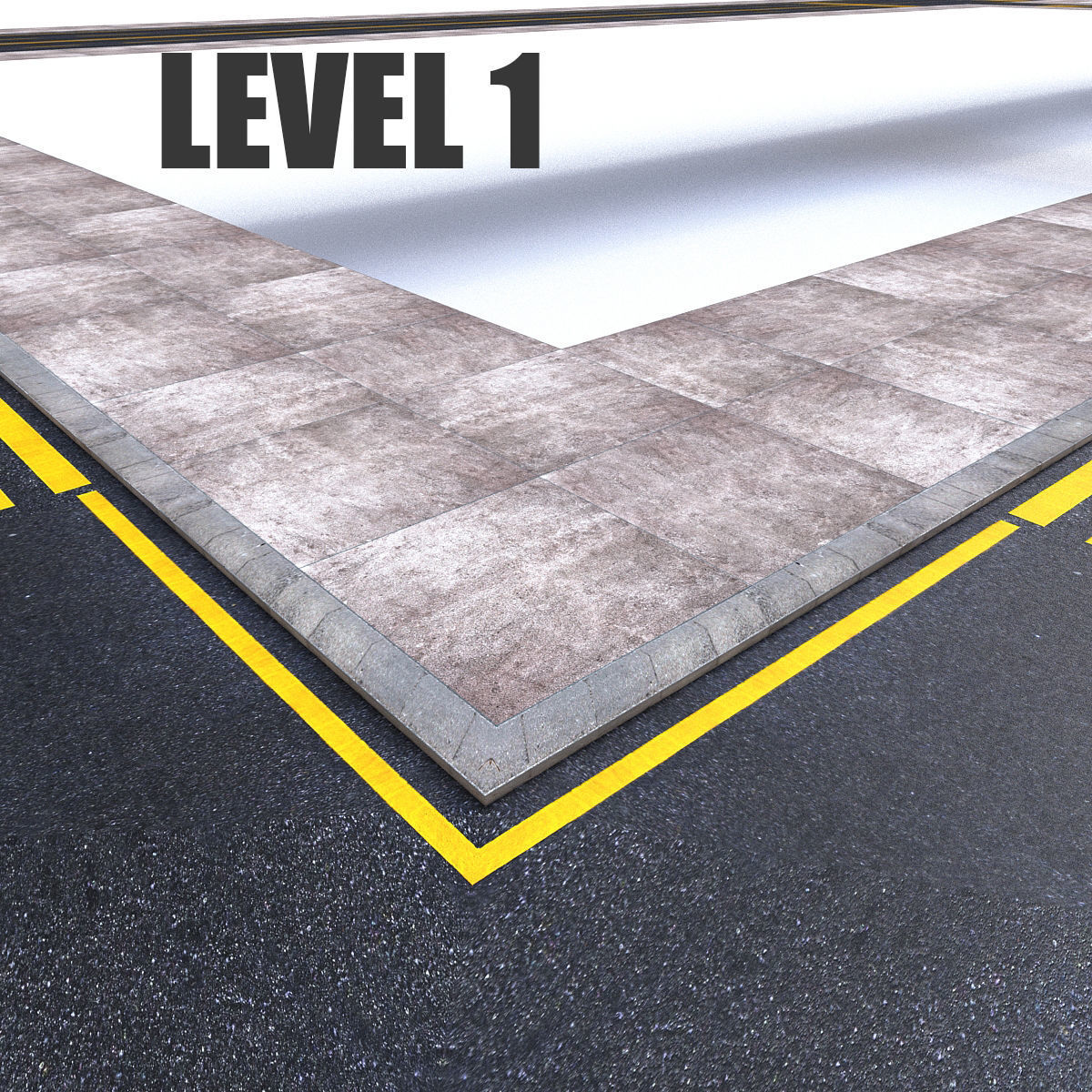 Modular Road Low-poly 3D model_7