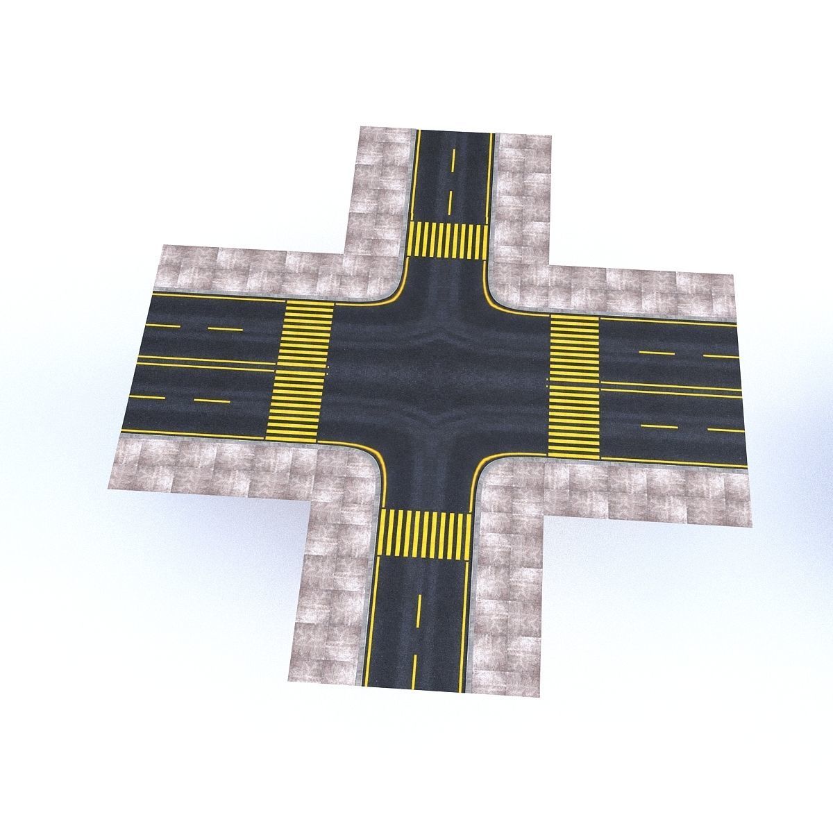 Modular Road Low-poly 3D model_19