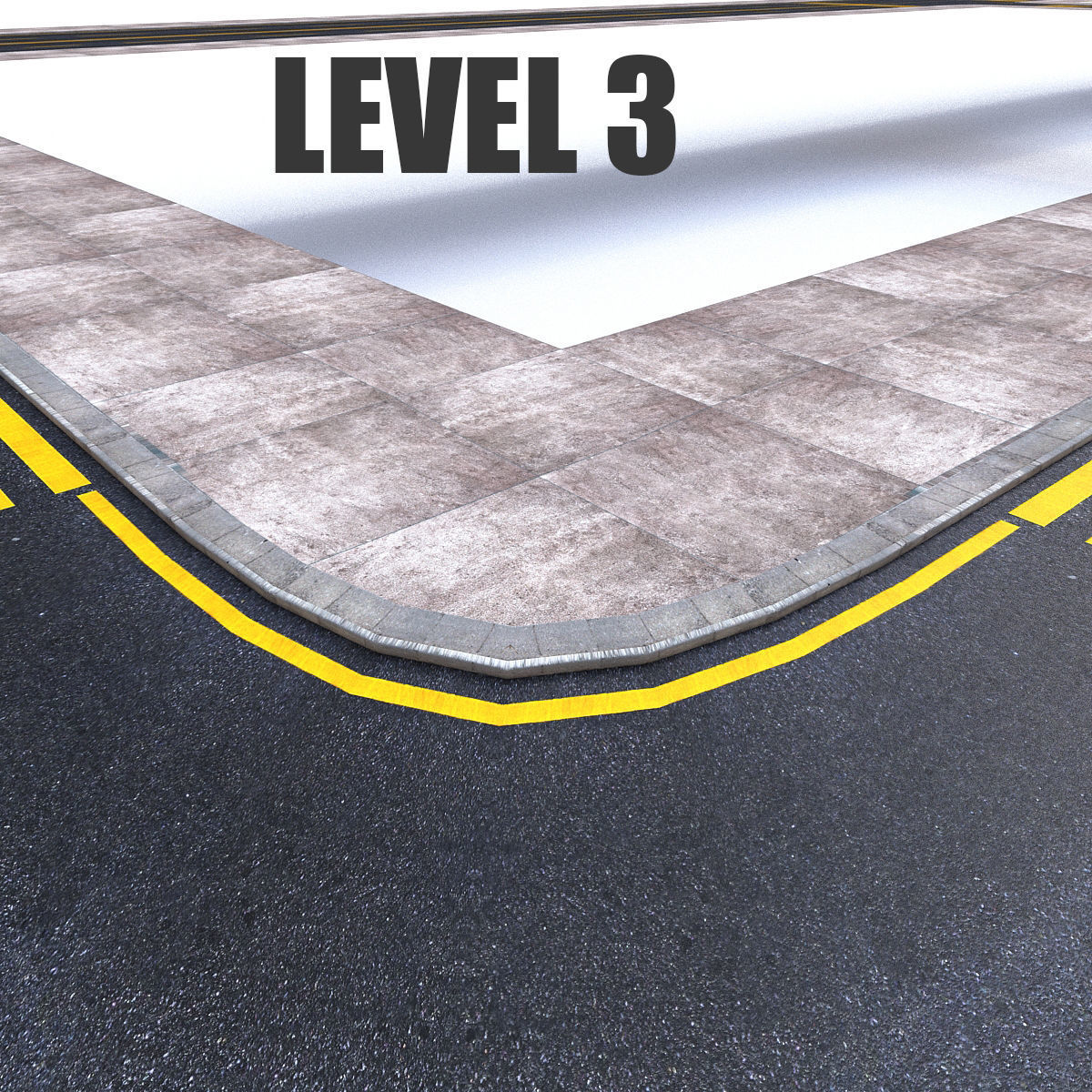 Modular Road Low-poly 3D model_4