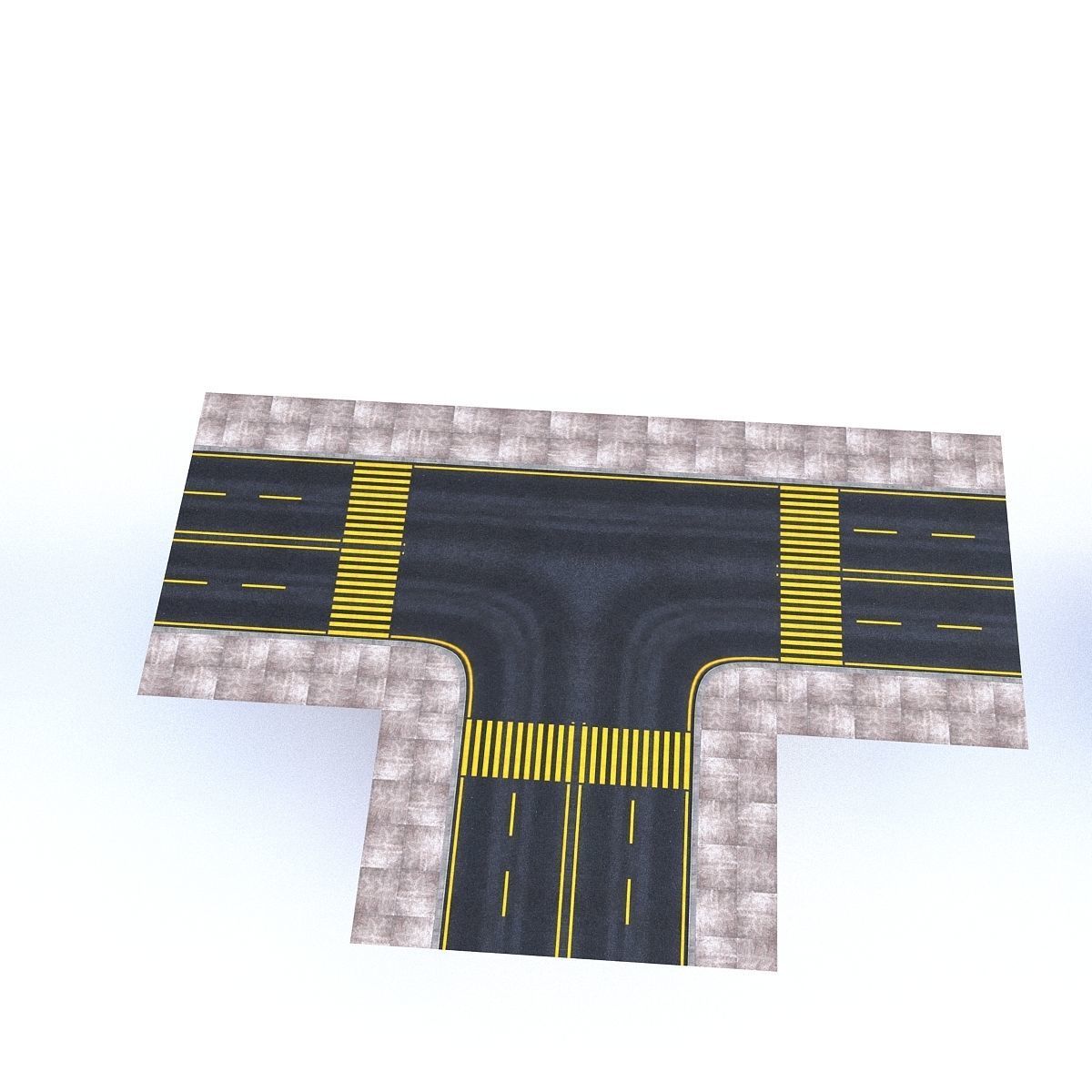 Modular Road Low-poly 3D model_17
