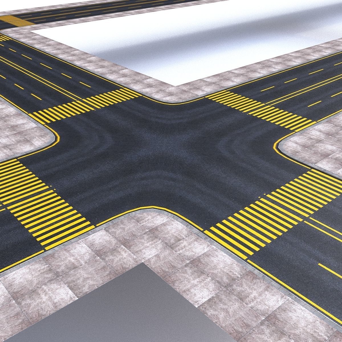 Modular Road Low-poly 3D model_3