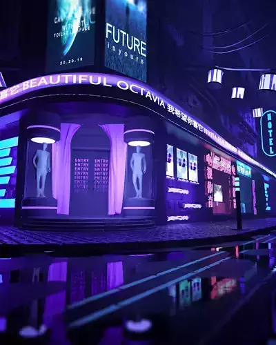 Sci-fi neon city 3D model