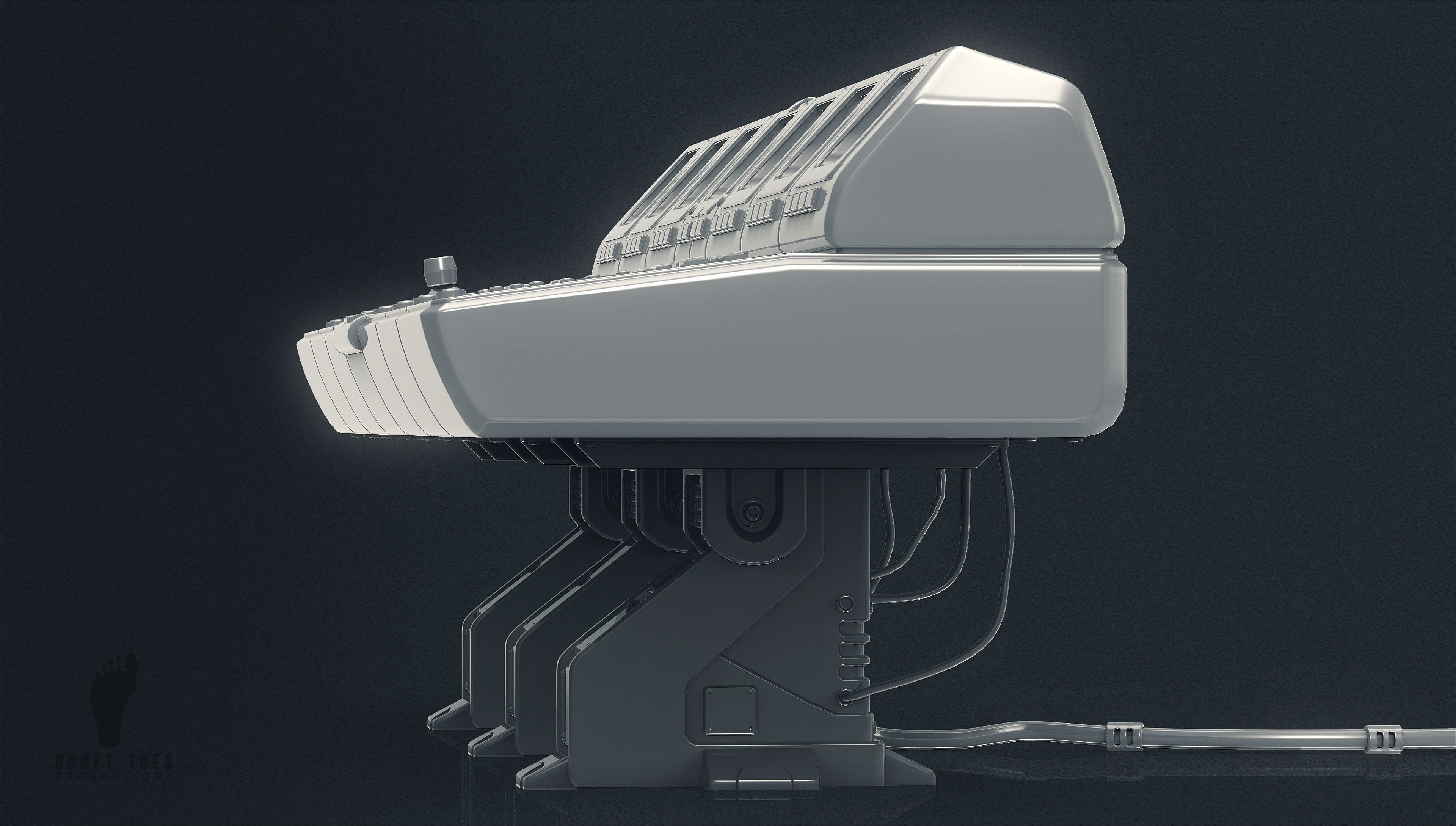 Large Scifi 3D Computer Control Panel 3D model_4