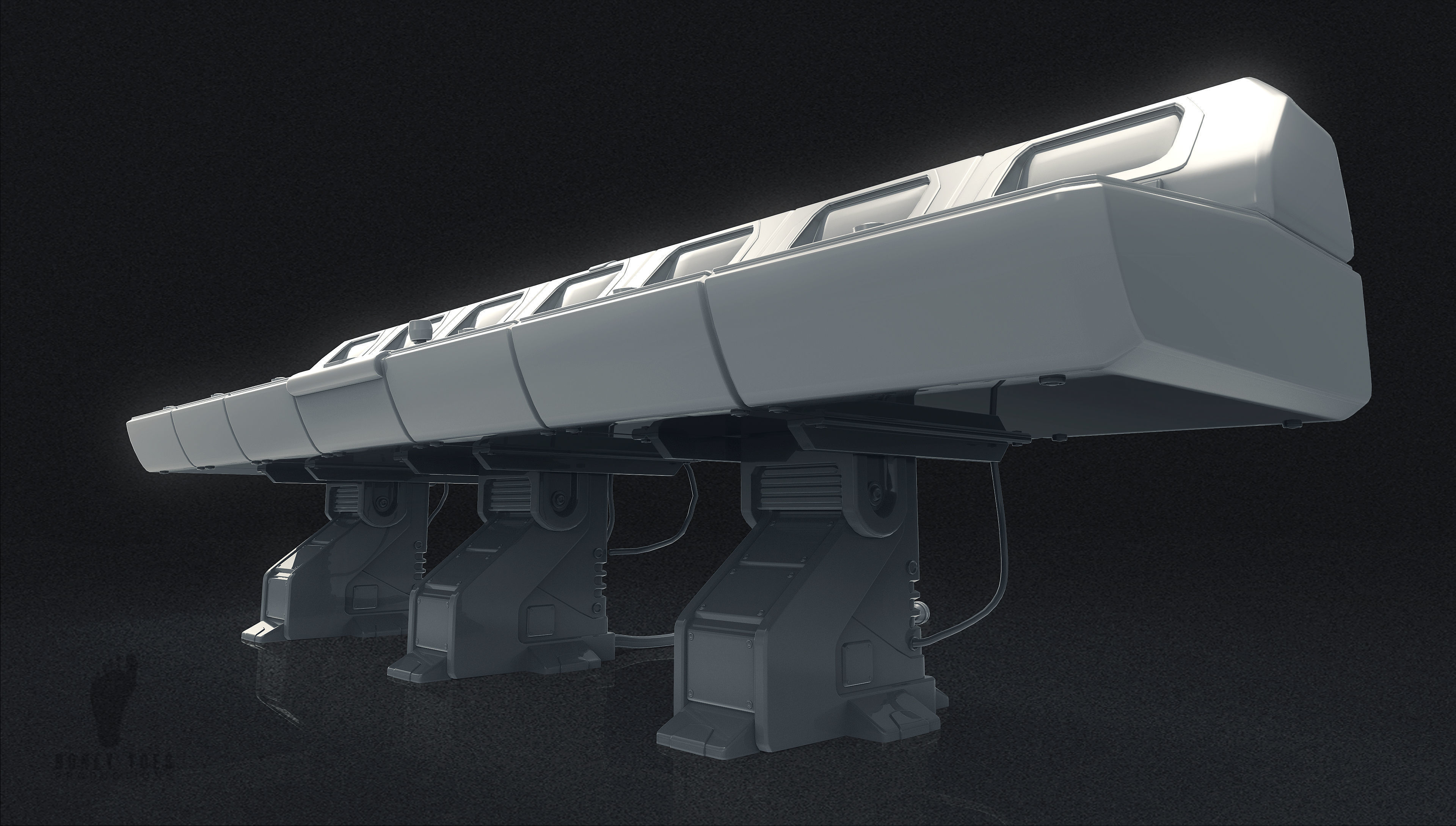 Large Scifi 3D Computer Control Panel 3D model_3