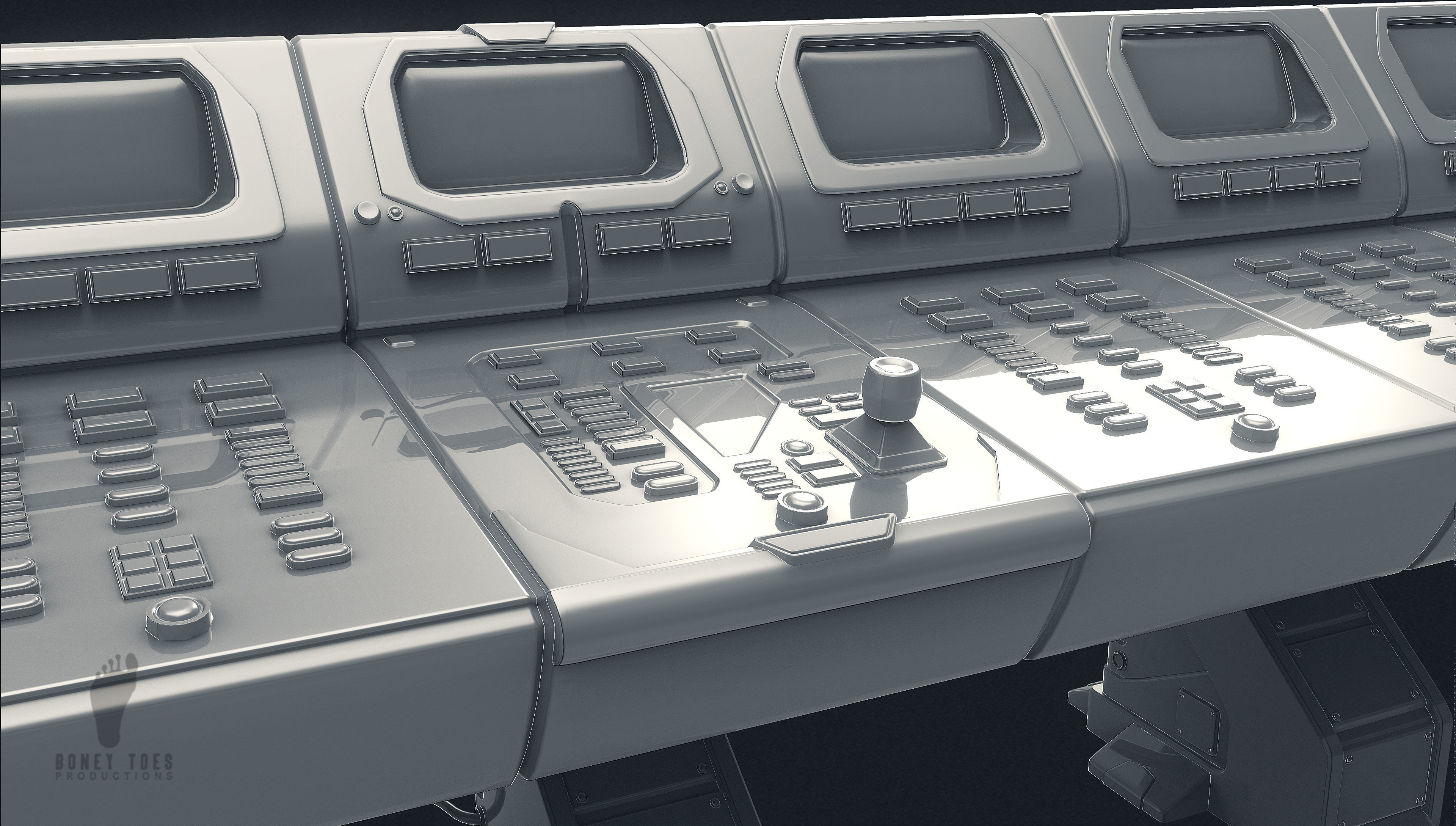 Large Scifi 3D Computer Control Panel 3D model_6