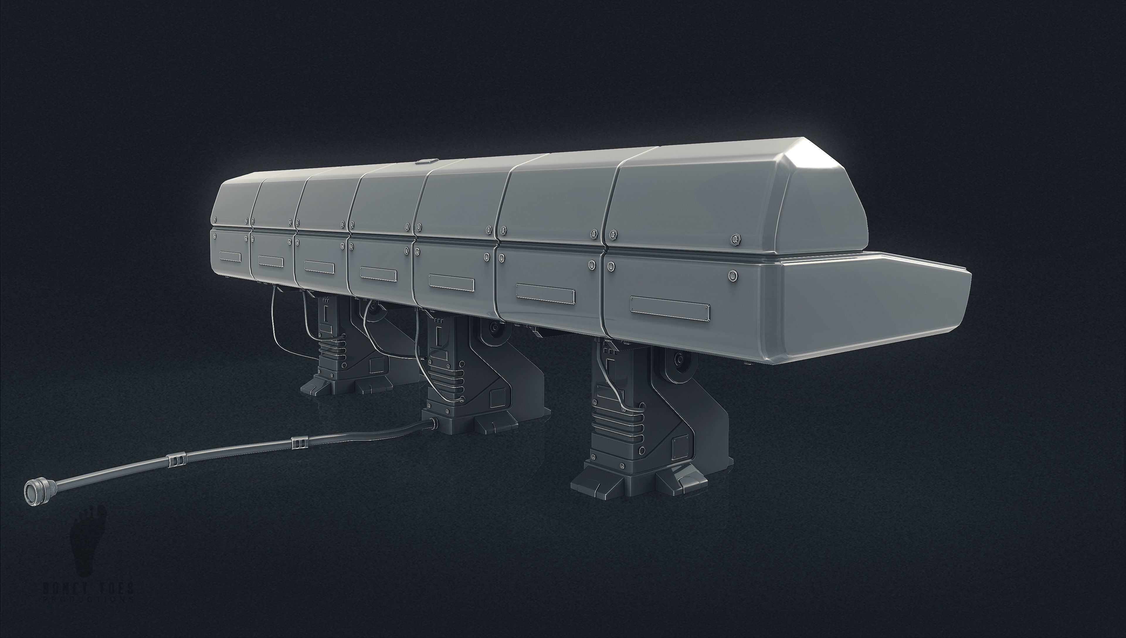 Large Scifi 3D Computer Control Panel 3D model_2