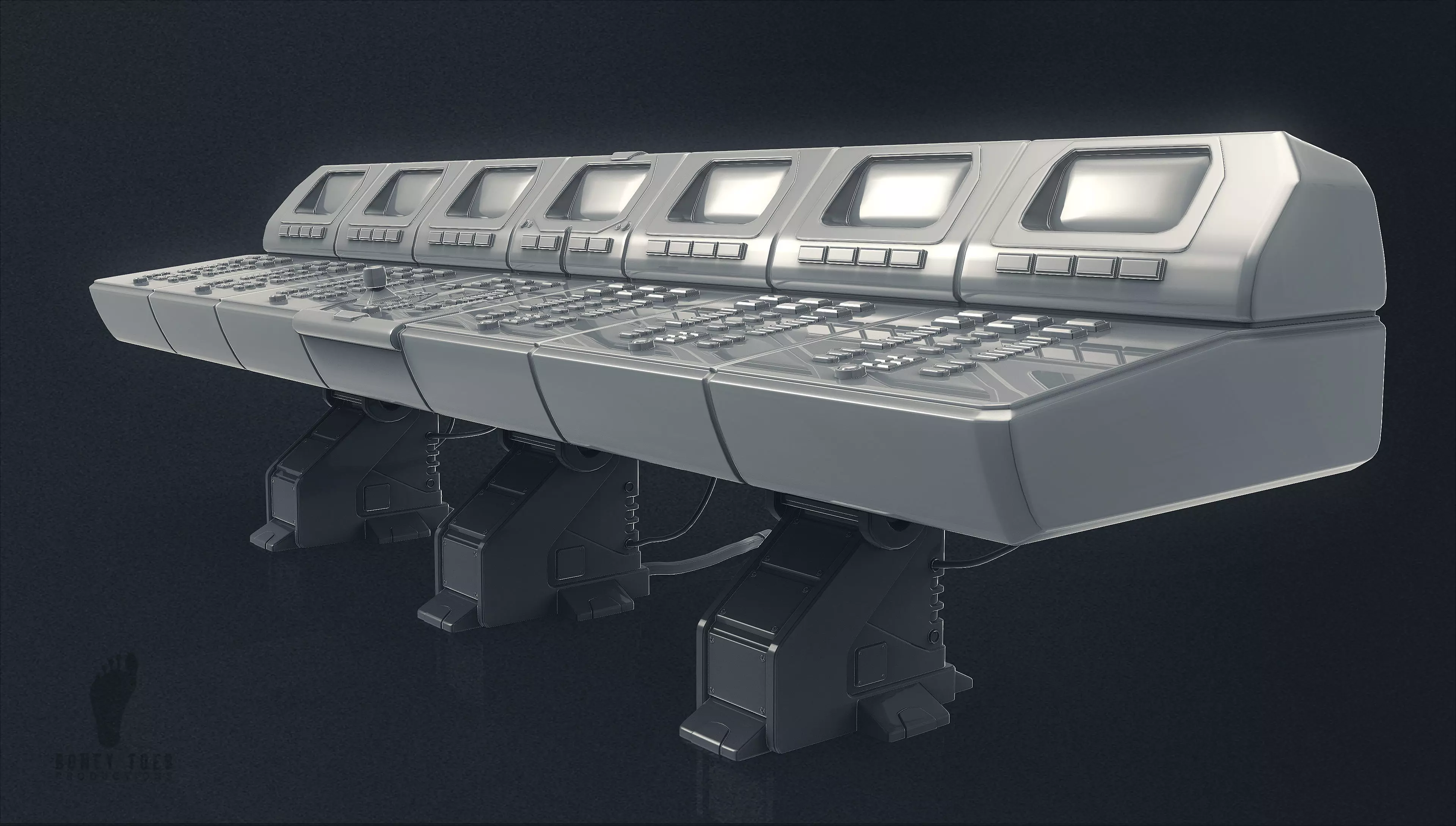 Large Scifi 3D Computer Control Panel 3D model_0