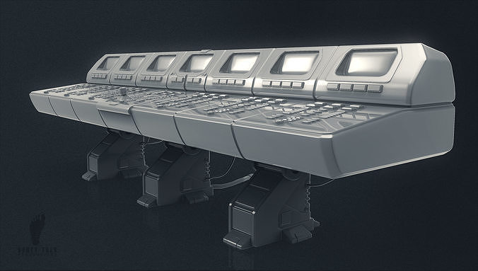 Large Scifi 3D Computer Control Panel 3D model