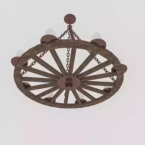 3D Old Wheel Chandelier Low-poly 3D model