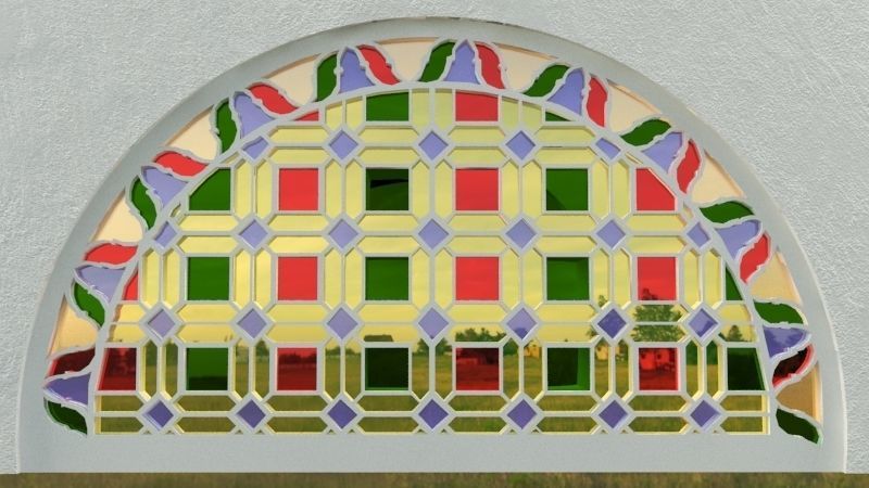 Qamaria stained glasses windows - Yemen Low-poly 3D model_3
