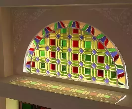 Qamaria stained glasses windows - Yemen Low-poly 3D model
