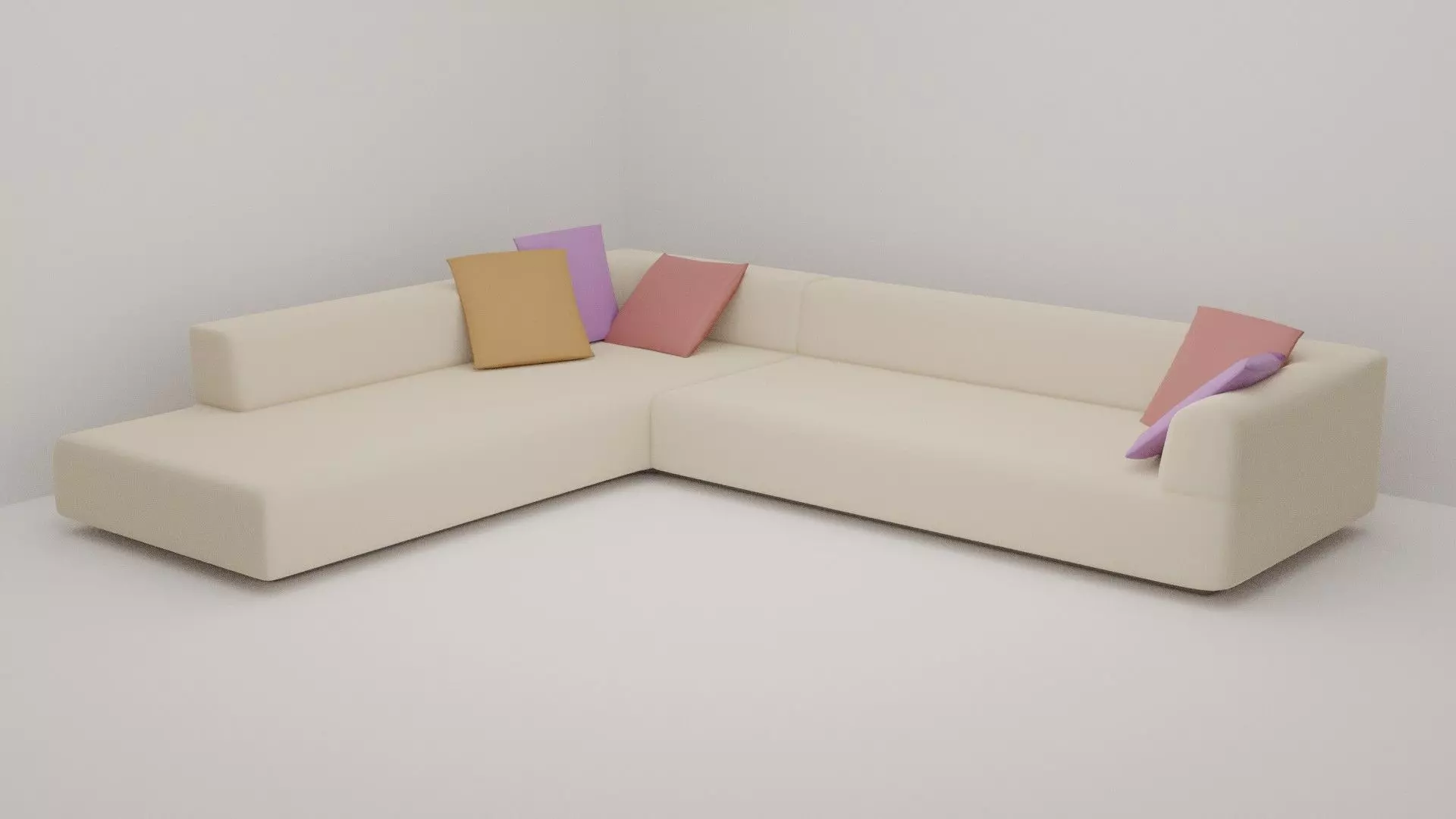 Low-poly Sofa sectional pillows Free low-poly 3D model_0