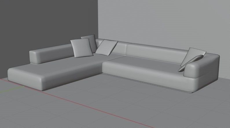 Low-poly Sofa sectional pillows Free low-poly 3D model_4