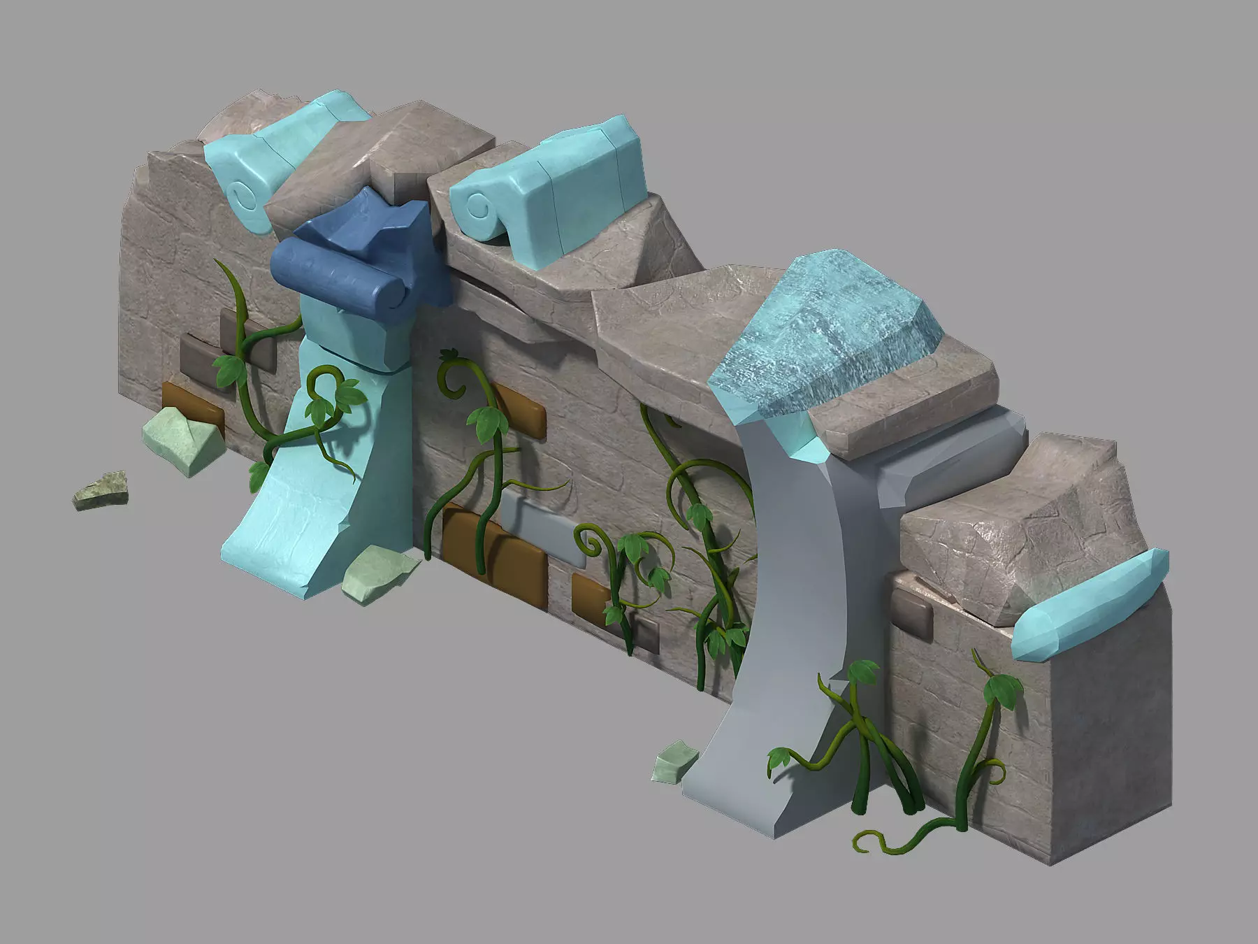 Game Cartoon - City - City Wall 09 3D model_0