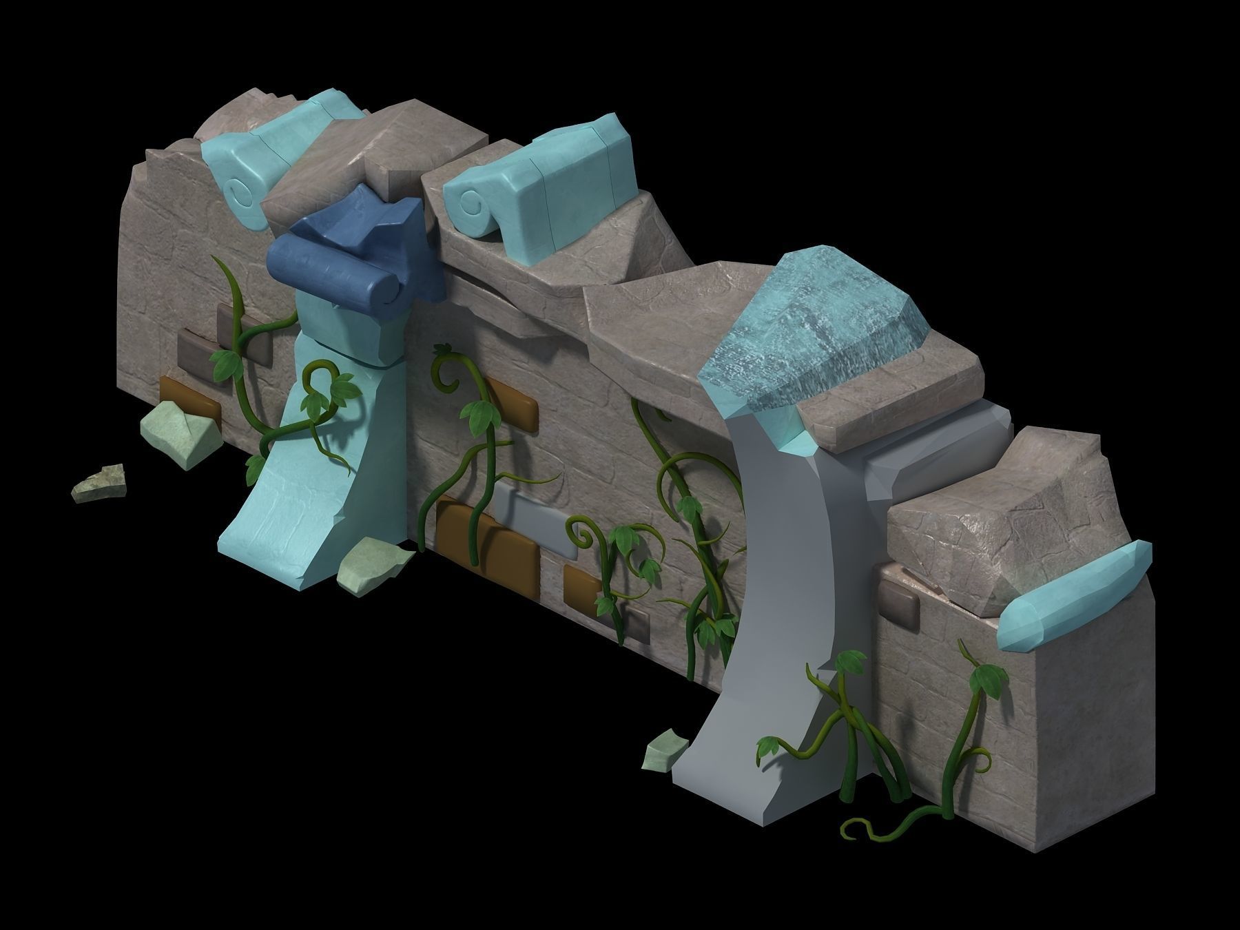 Game Cartoon - City - City Wall 09 3D model_1