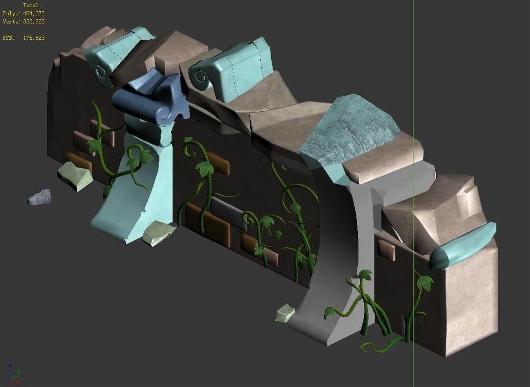 Game Cartoon - City - City Wall 09 3D model_4