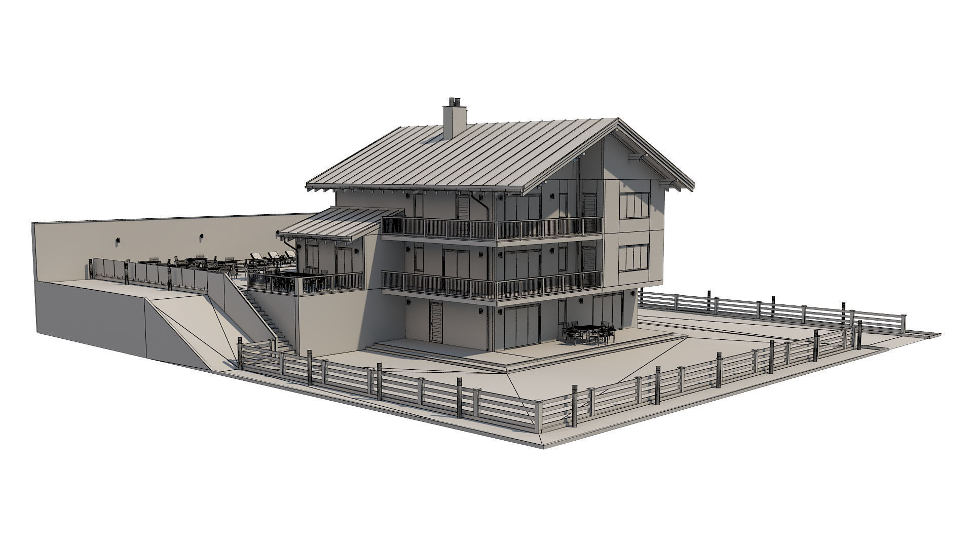 Chalet House 1 3D model_5