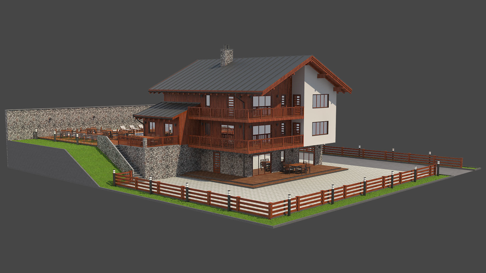 Chalet House 1 3D model_2
