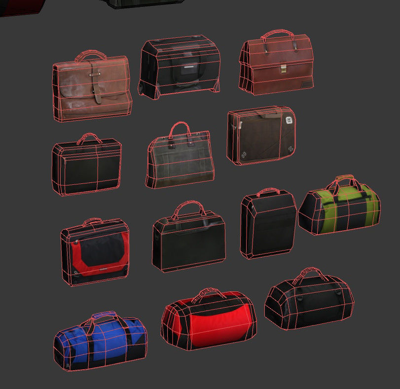 Low poly Bags and suitcases Low-poly 3D model_1