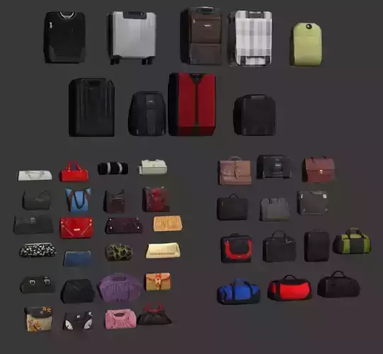 Low poly Bags and suitcases Low-poly 3D model