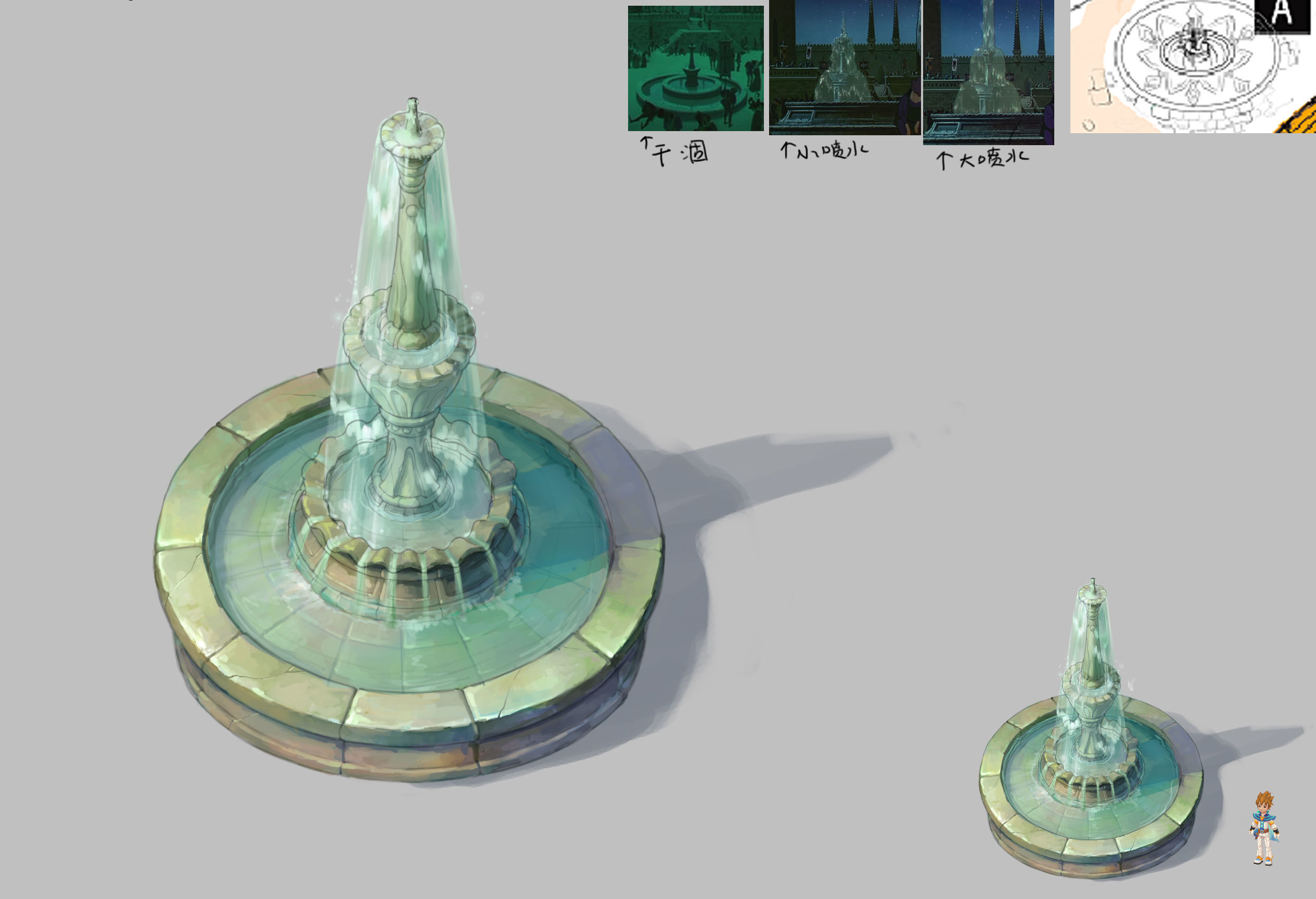Game Cartoon - Town Fountain 05 3D model_2