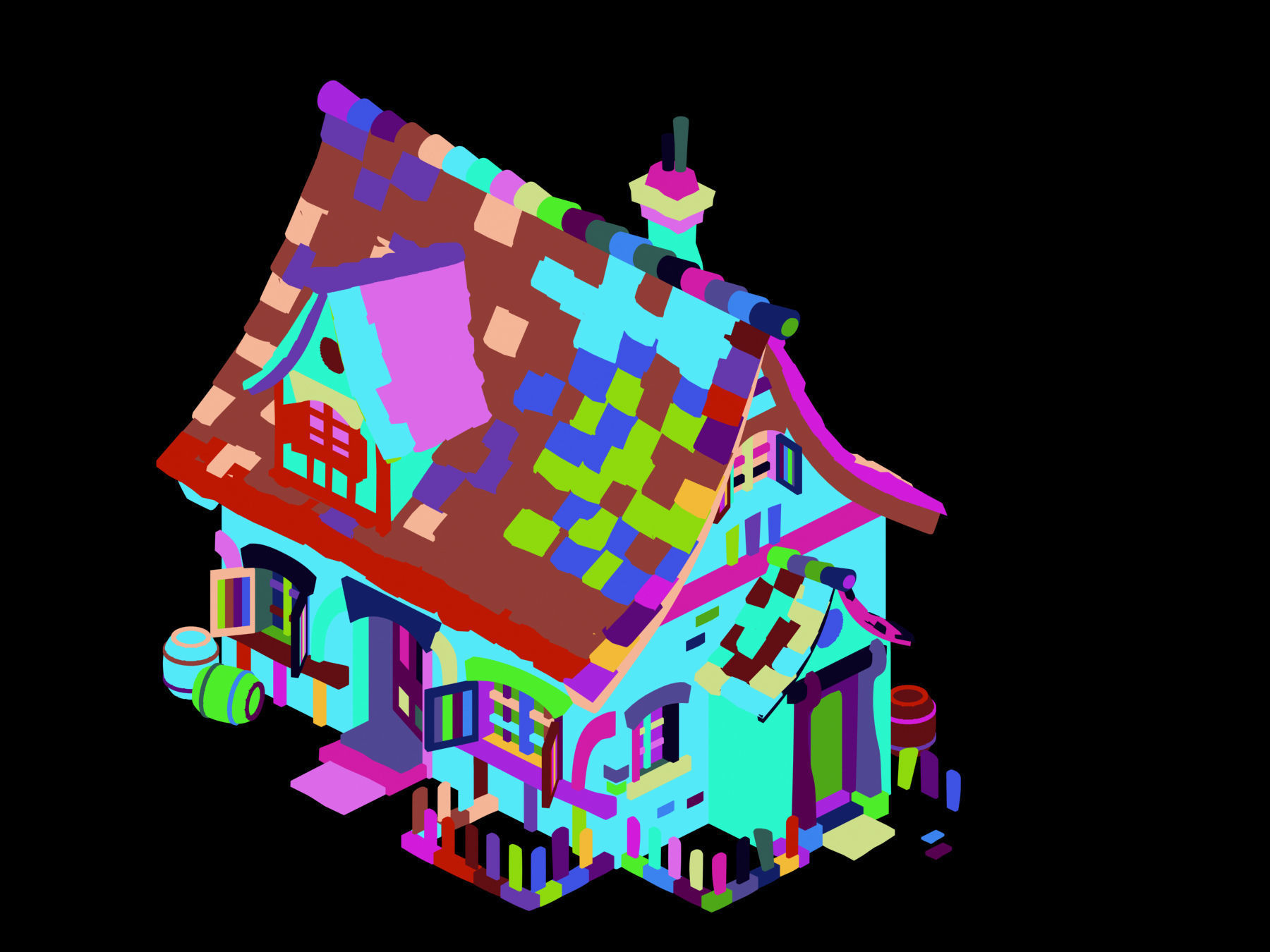 Game Cartoon - House 02 3D model_2