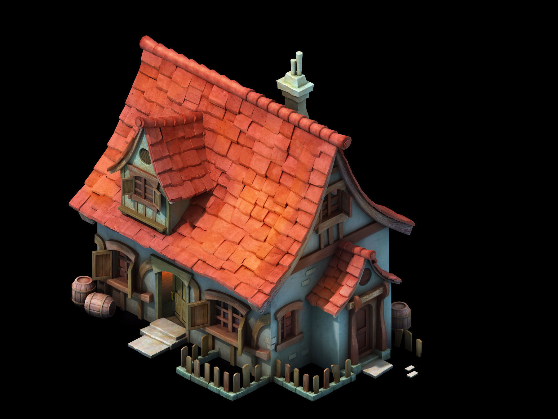 Game Cartoon - House 02 3D model_1