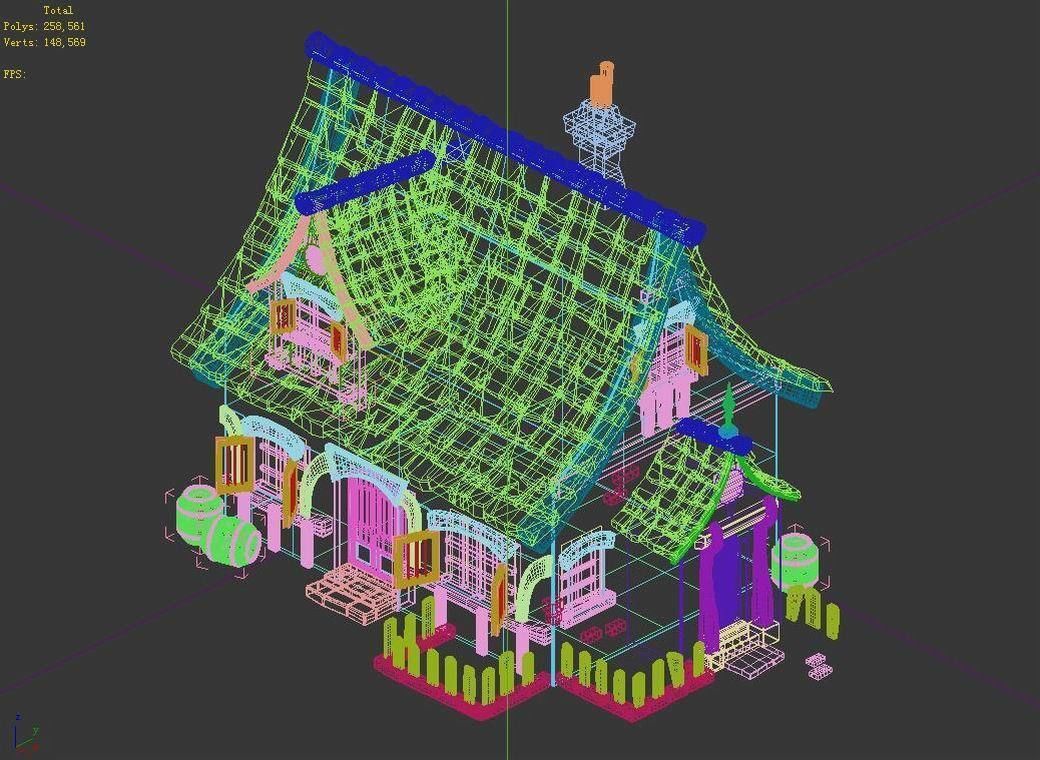 Game Cartoon - House 02 3D model_3