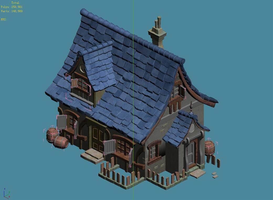 Game Cartoon - House 02 3D model_4