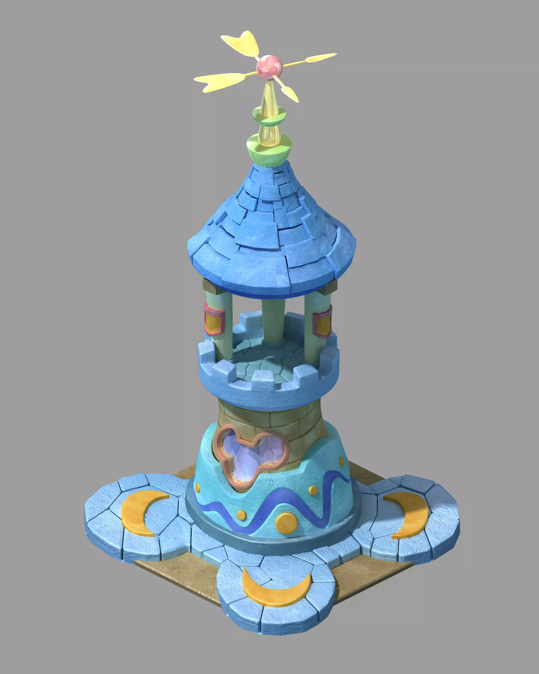 Game Cartoon Building - Experience Tower 03 3D model