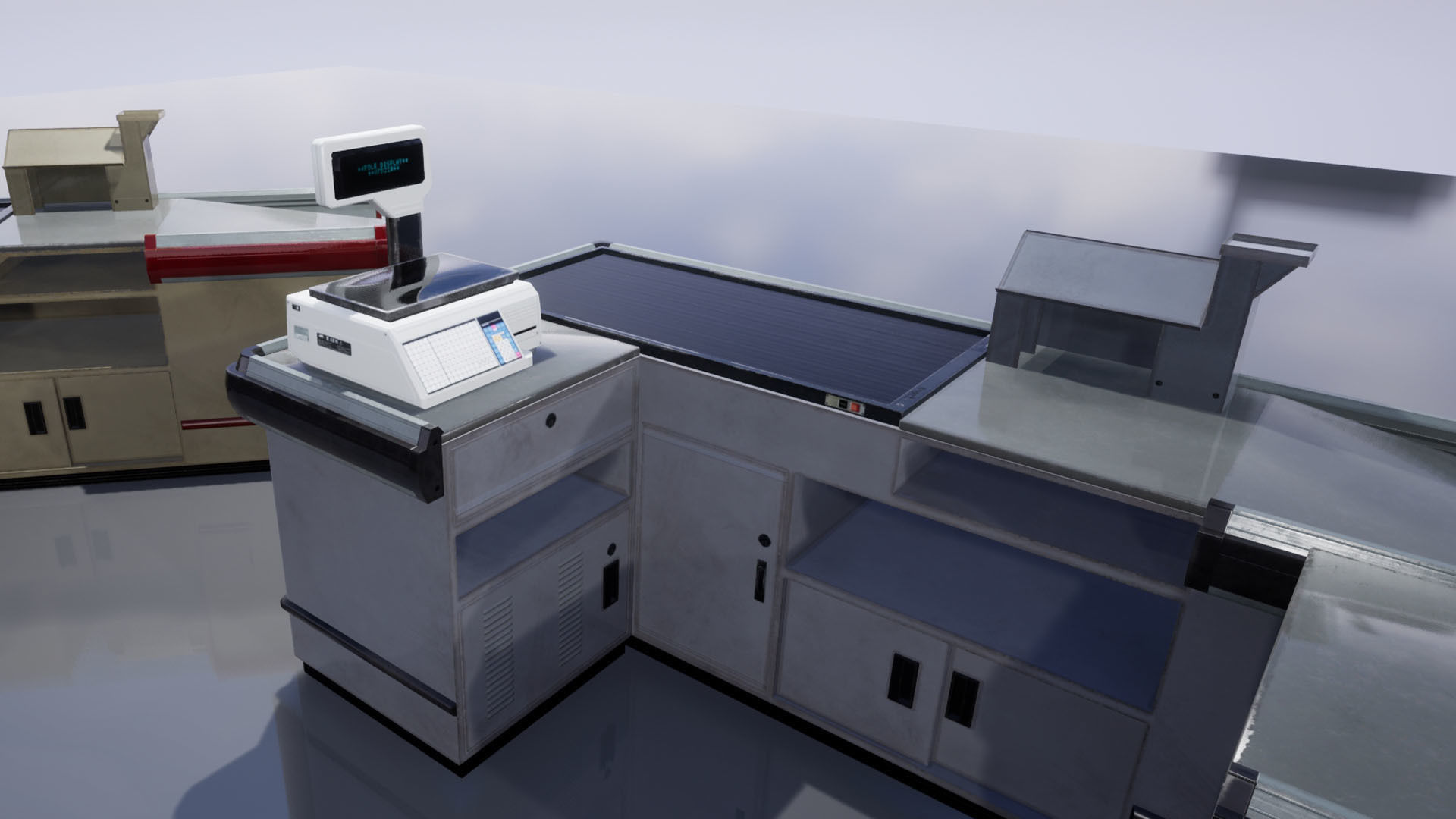 Supermarket Checkout counters Low-poly 3D model_7