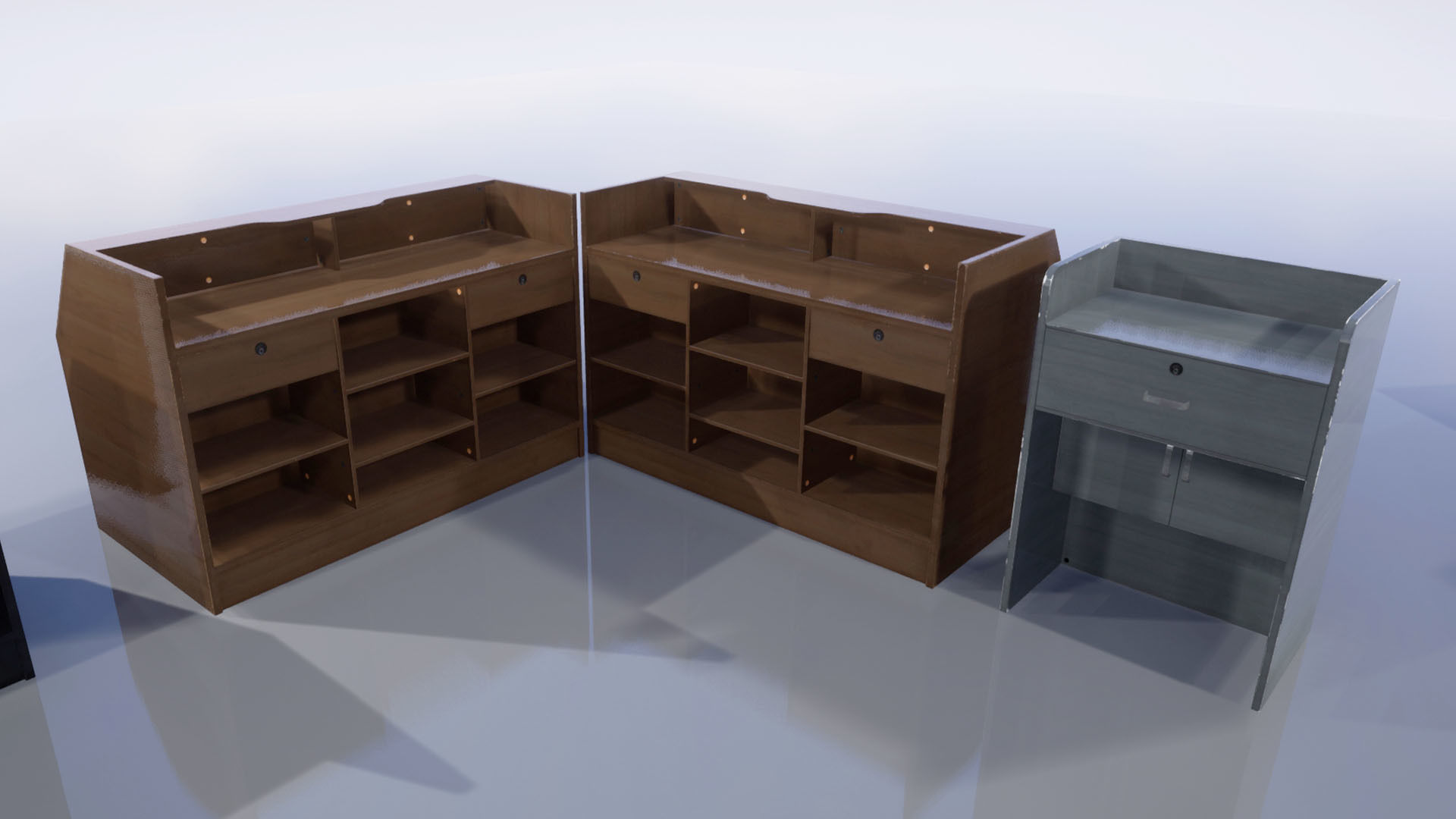 Supermarket Checkout counters Low-poly 3D model_14