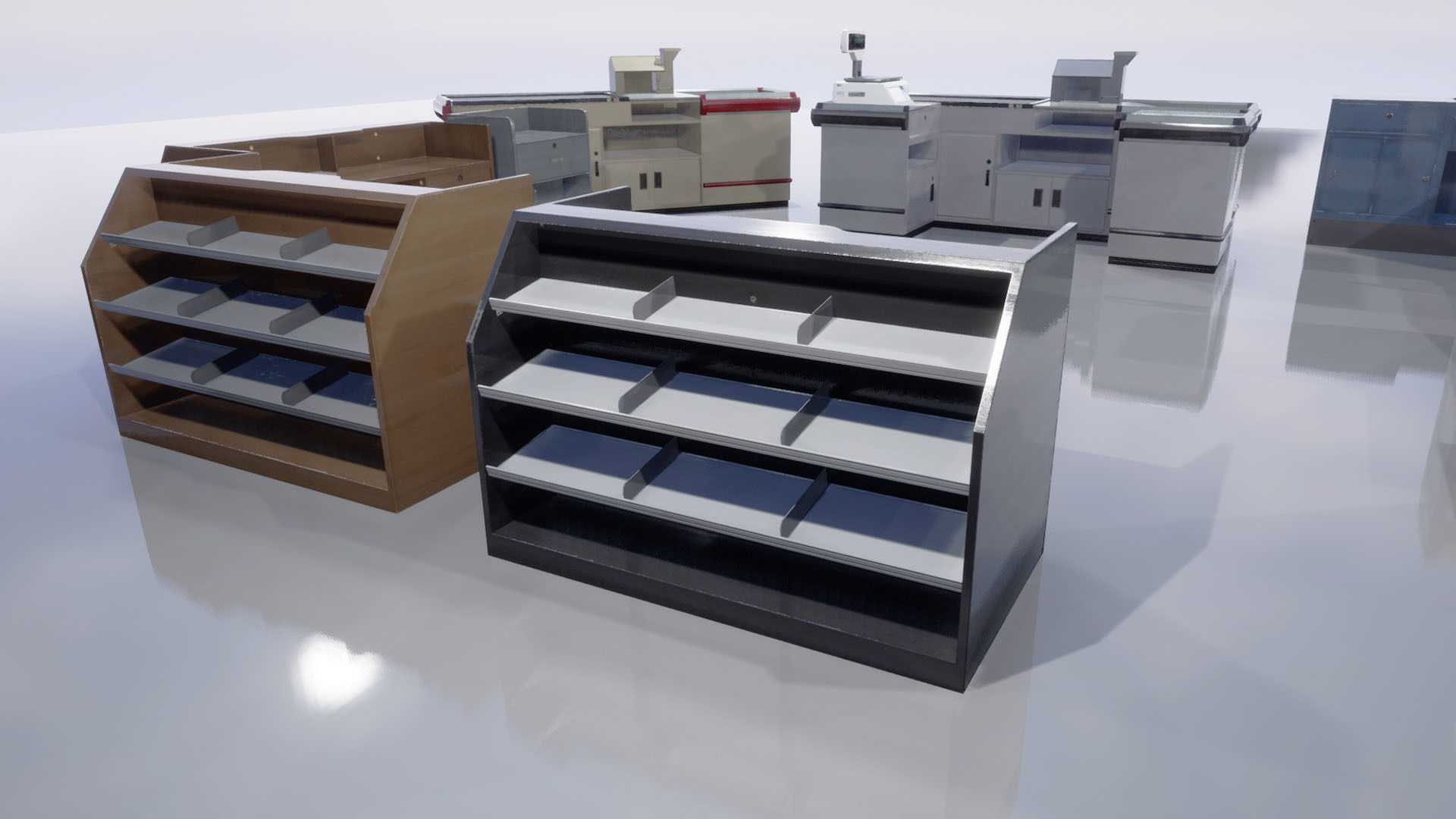 Supermarket Checkout counters Low-poly 3D model_6