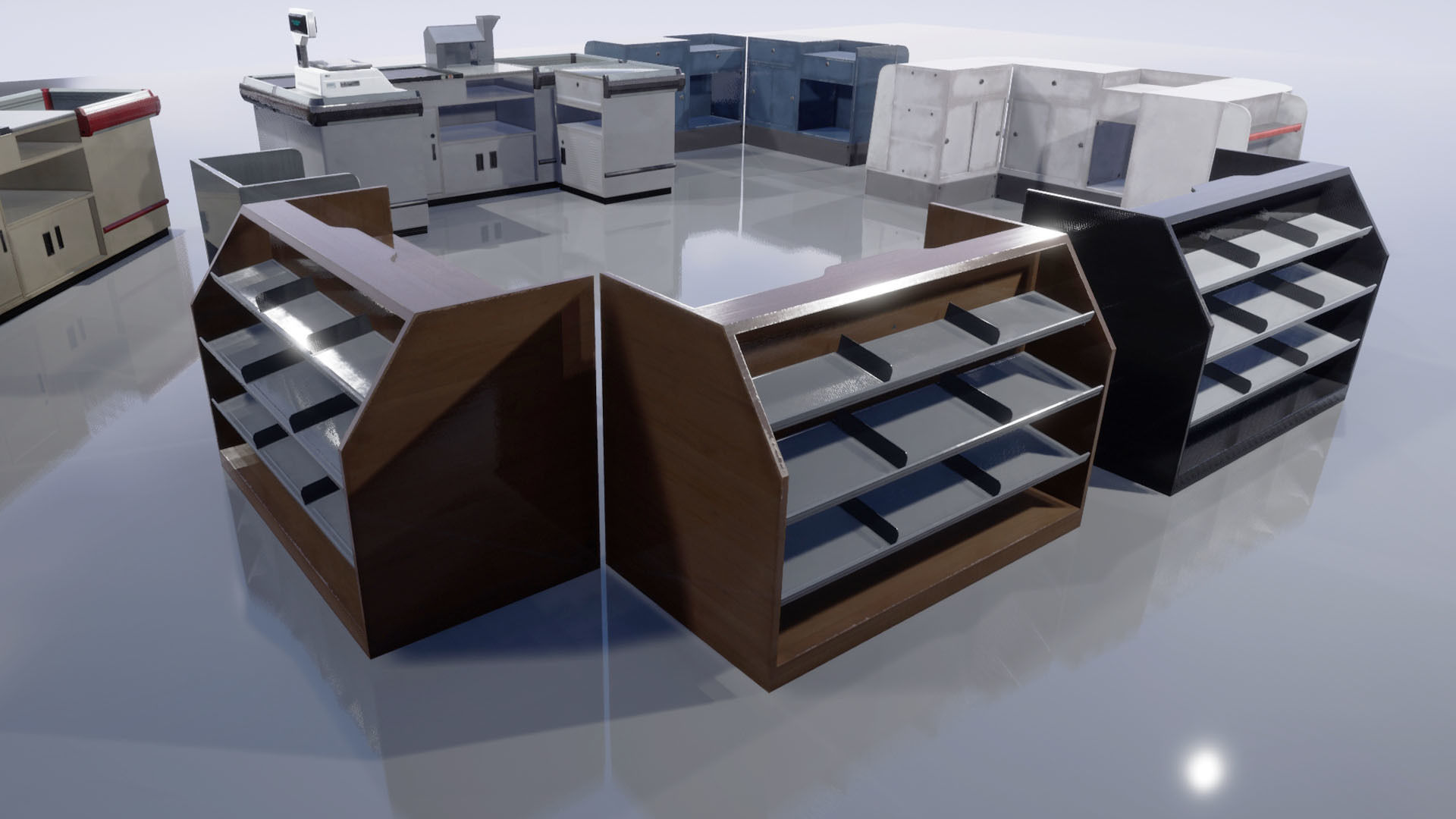 Supermarket Checkout counters Low-poly 3D model_3