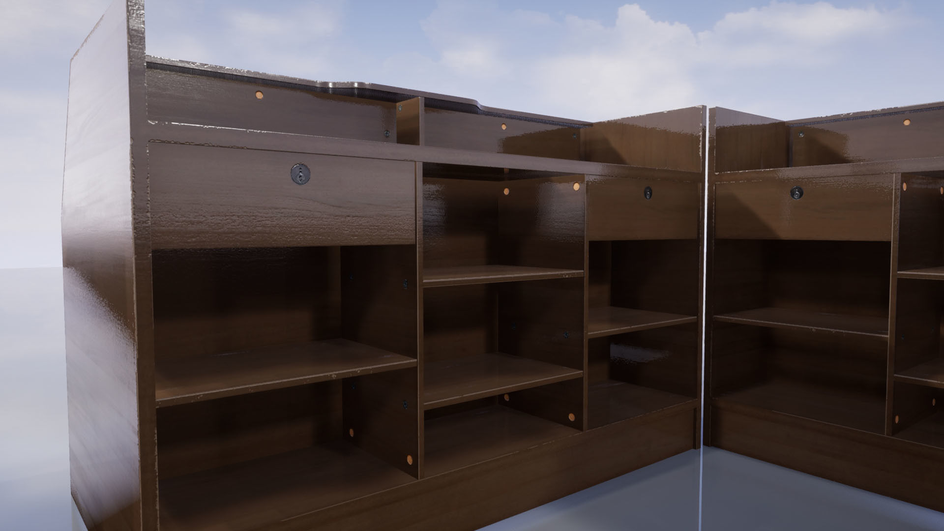Supermarket Checkout counters Low-poly 3D model_13