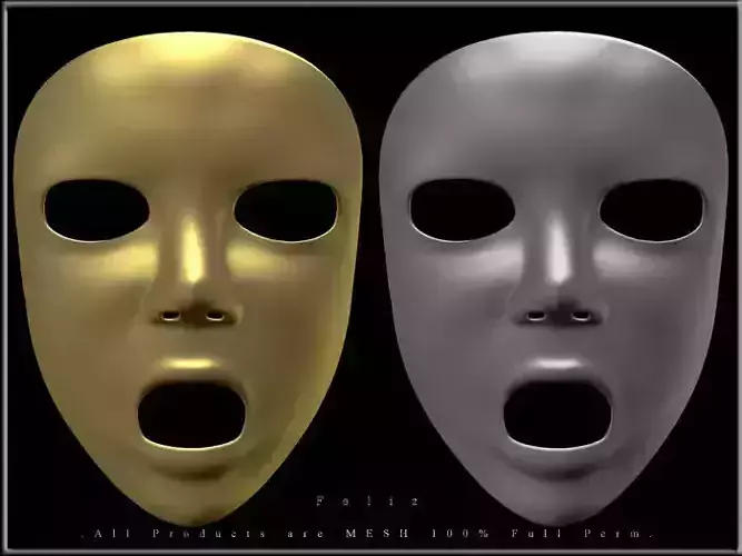Open Mouth Mask 02 Low-poly 3D model